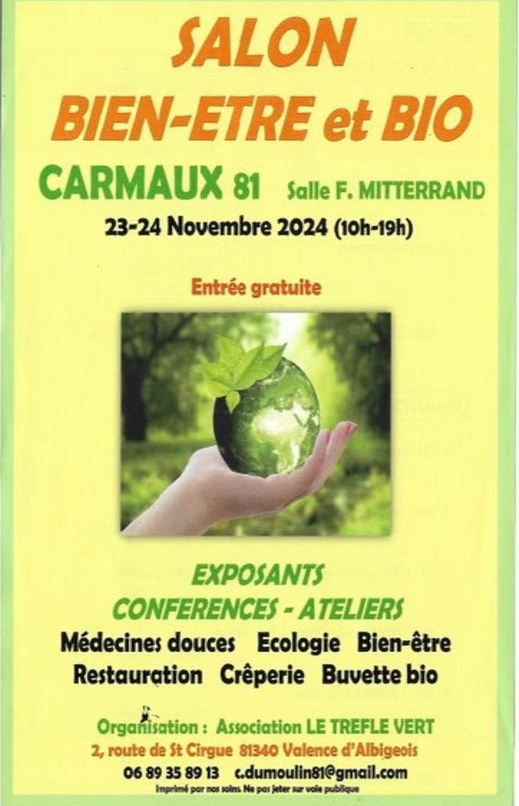 affiche du salon du bien être à Carmaux, les 23 et 24 novembre 2024.